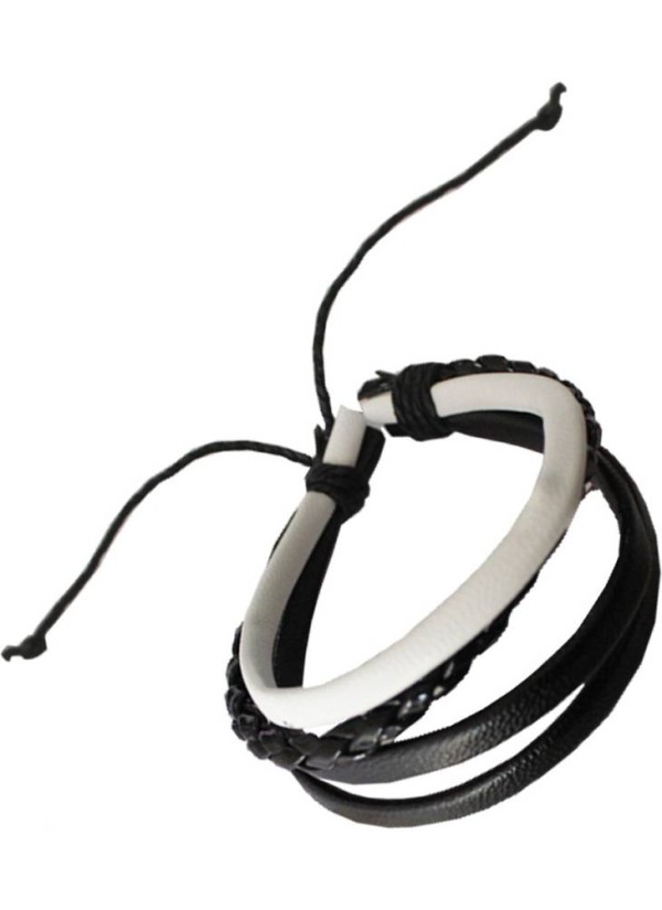 Black::White New Stylish Leather Fashion Leather Bracelet